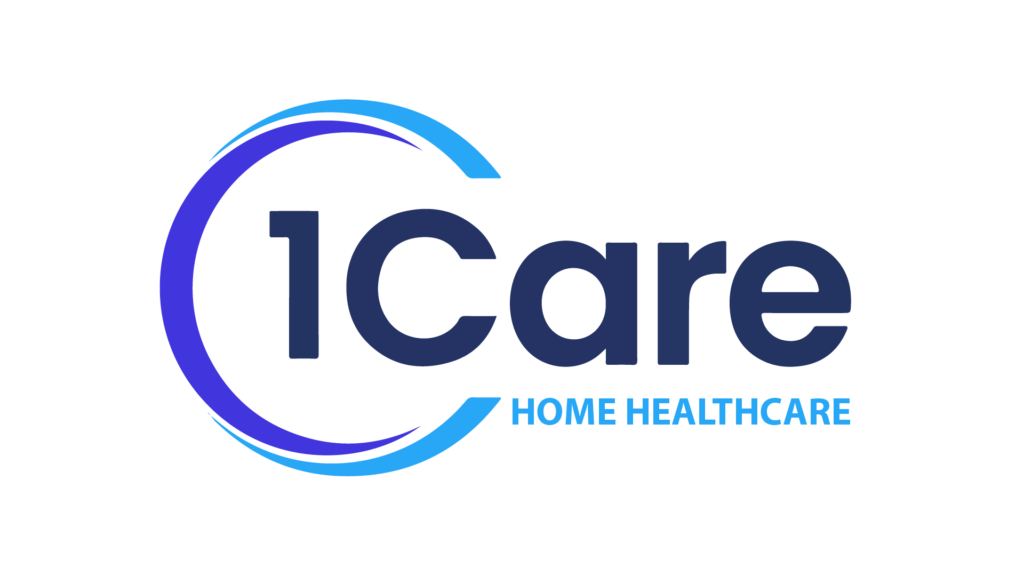 1 Care Home Health logo showing a heart and hands