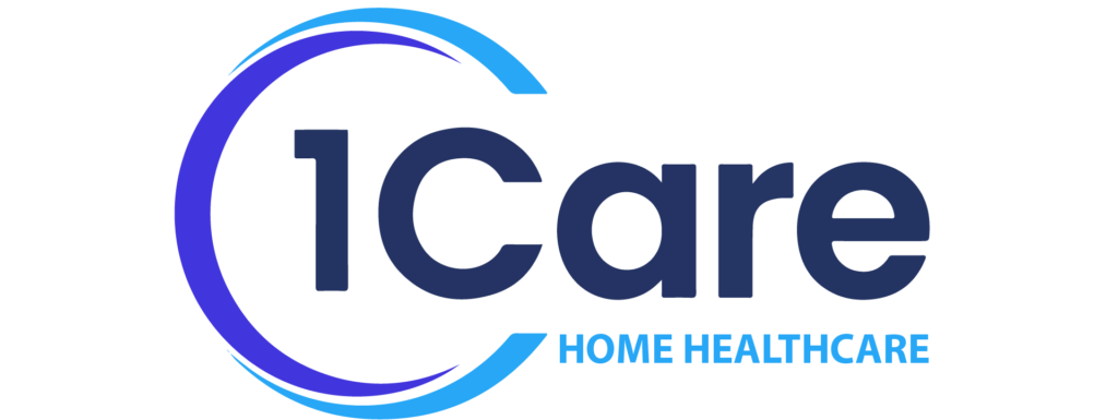 1 Care Home Health logo showing a heart and hands